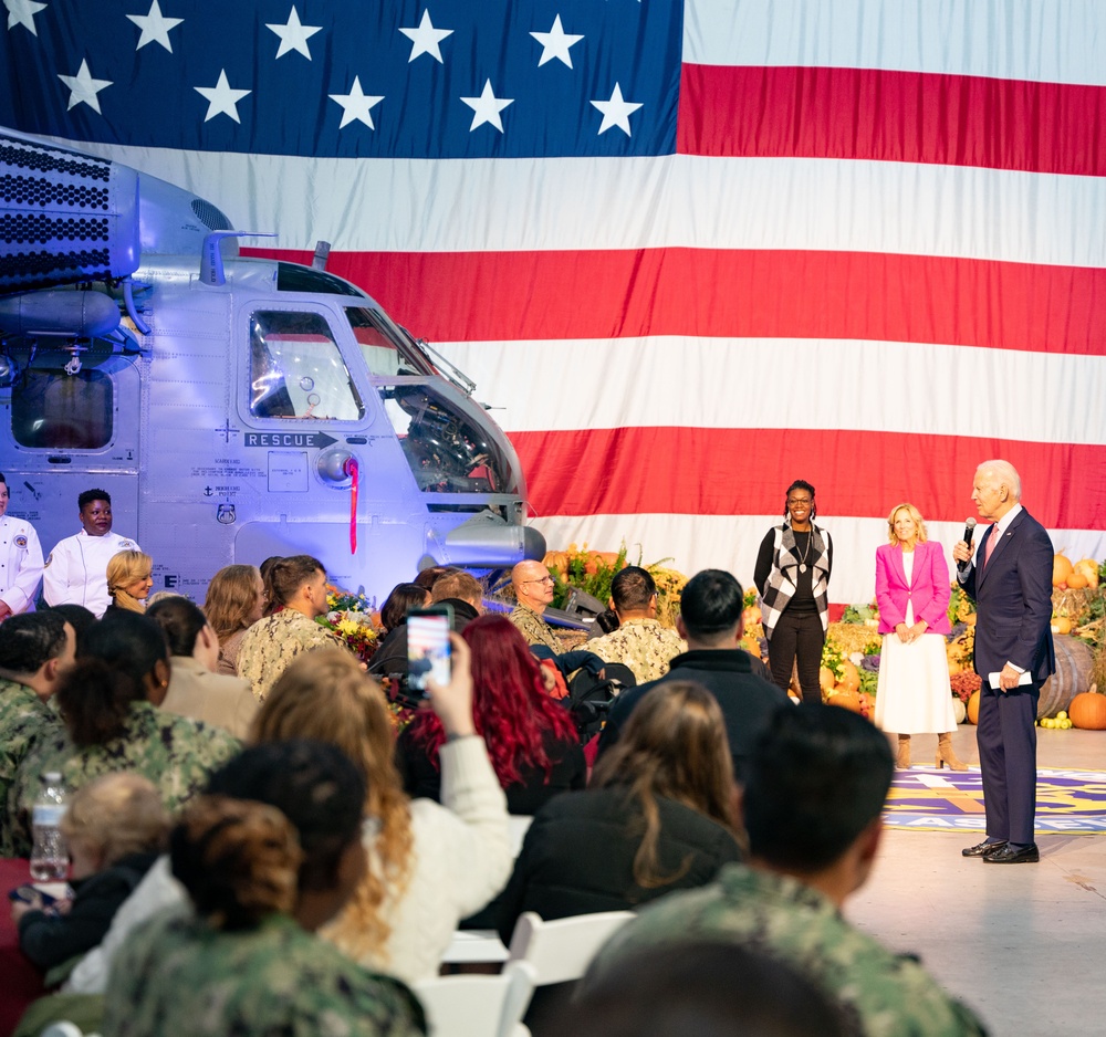President Biden, First Lady Host 'Friendsgiving' at Naval Station Norfolk