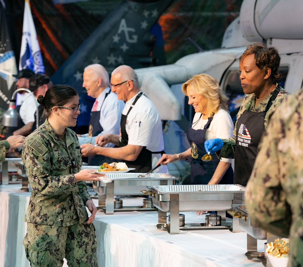 President Biden, First Lady Host 'Friendsgiving' at Naval Station Norfolk