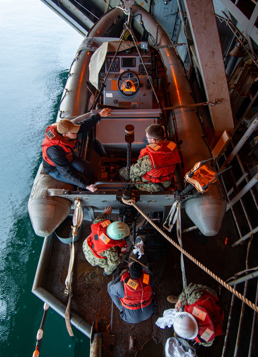 Sailors Maintain RHIB