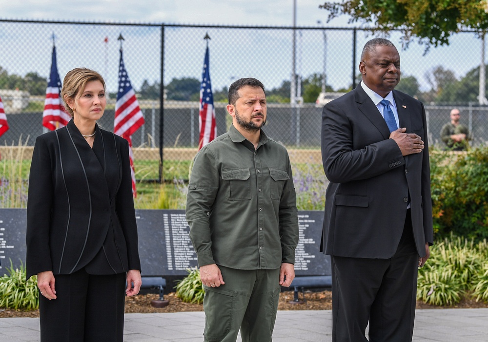 Pentagon 9/11 Memorial Wreath Laying by Ukrainian President Volodymyr Zelenskyy, and the First Lady of Ukraine, Olena Zelenska