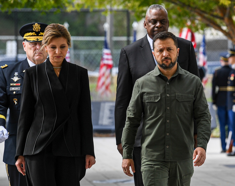 Pentagon 9/11 Memorial Wreath Laying by Ukrainian President Volodymyr Zelenskyy, and the First Lady of Ukraine, Olena Zelenska