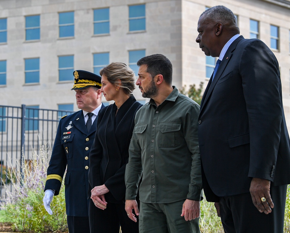 Pentagon 9/11 Memorial Wreath Laying by Ukrainian President Volodymyr Zelenskyy, and the First Lady of Ukraine, Olena Zelenska