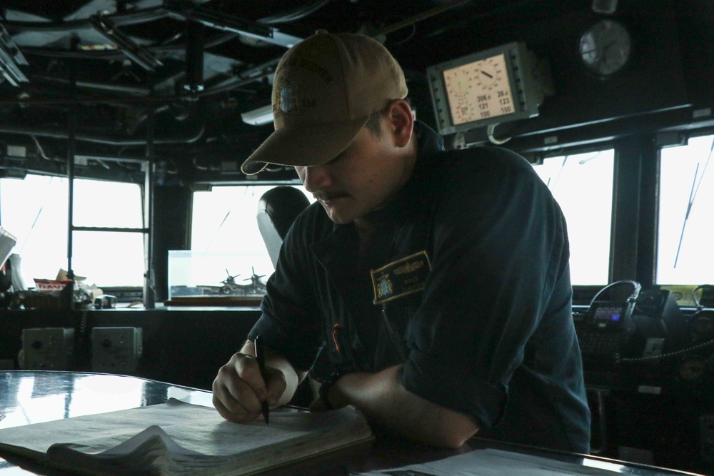 USS Thomas Hudner Conducts Daily Operations