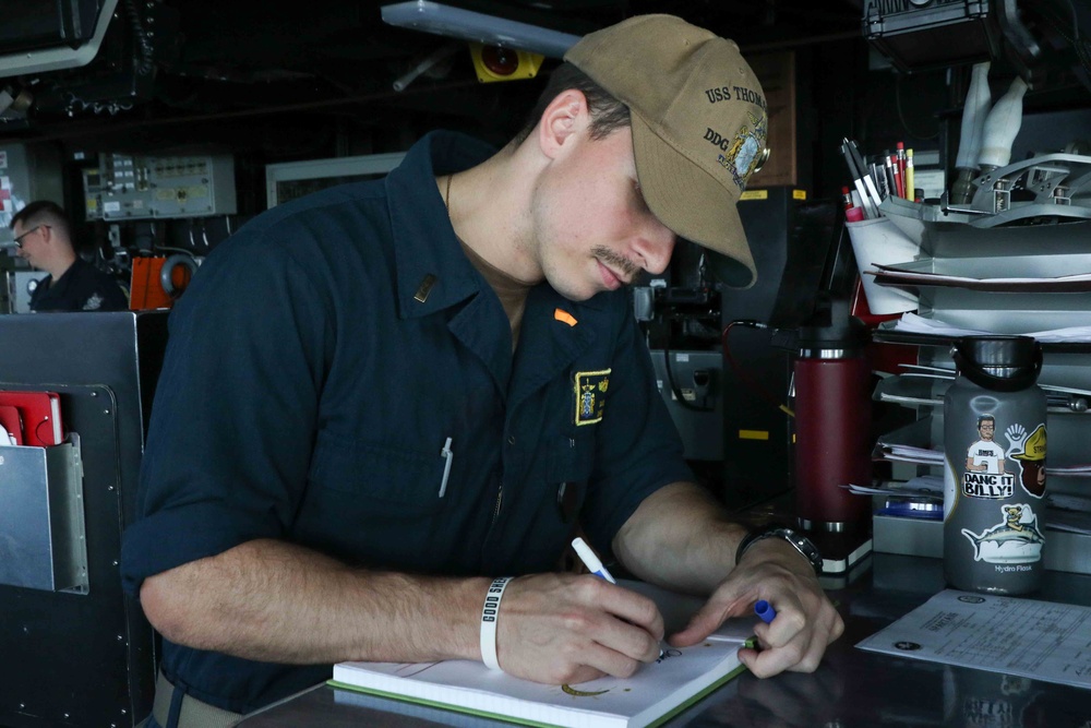 USS Thomas Hudner Conducts Watchstanding Duties