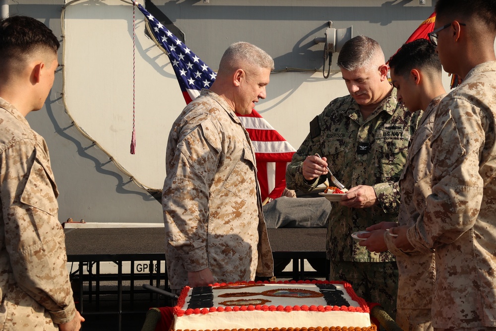 USS Bataan &amp; MEU(SOC) Celebrate 248th U.S. Marine Corps birthday