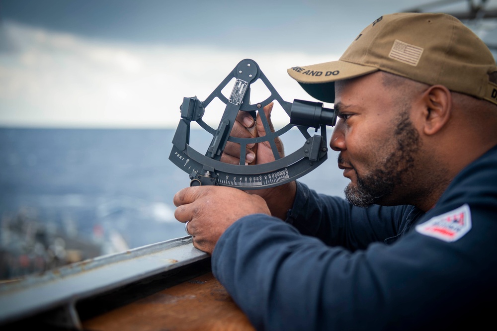 USS Hopper (DDG 70) Sailors Navigate the Sea