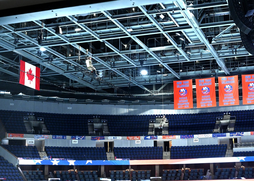 106th Rescue Wing Airmen Rappel at Islanders Game for Veterans Day Tribute