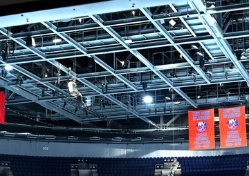 106th Rescue Wing Airmen Rappel at Islanders Game for Veterans Day Tribute