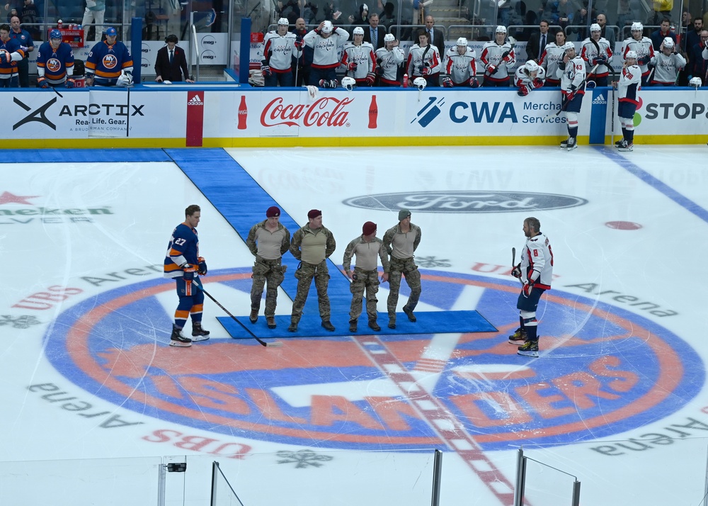 106th Rescue Wing Airmen Rappel at Islanders Game for Veterans Day Tribute