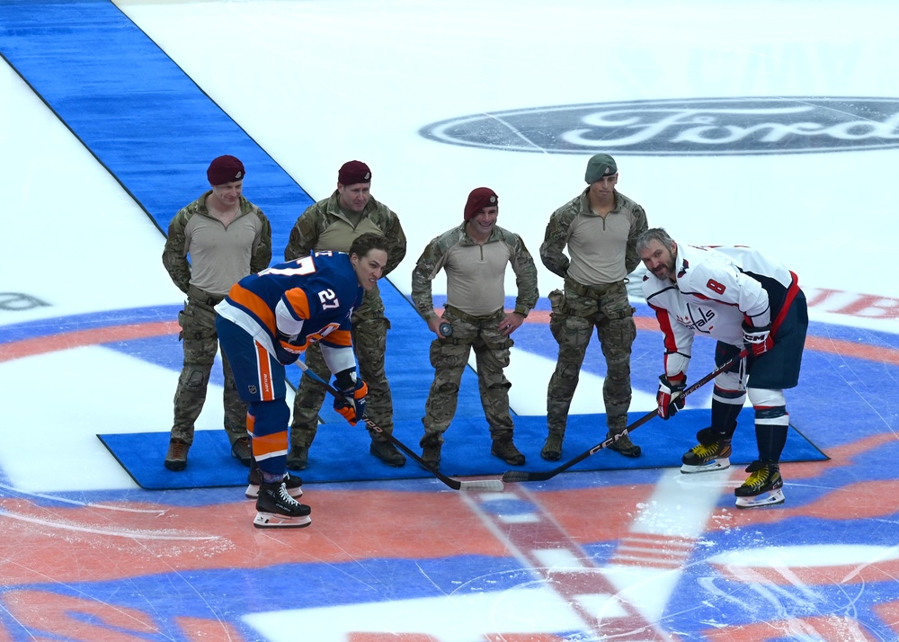 106th Rescue Wing Airmen Rappel at Islanders Game for Veterans Day Tribute