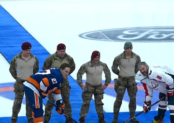 106th Rescue Wing Airmen Rappel at Islanders Game for Veterans Day Tribute