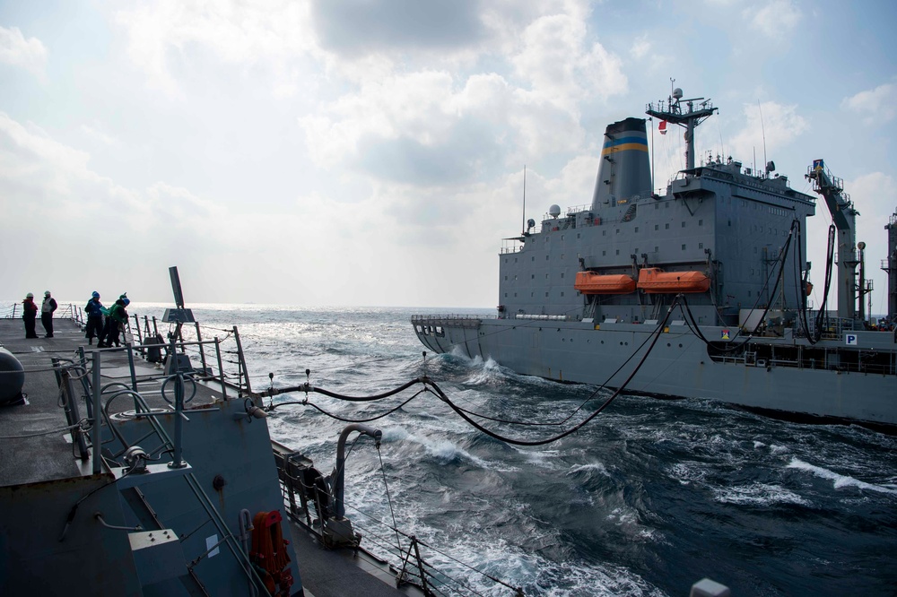 USS Kidd (DDG 100) Performs RAS With USNS Yukon