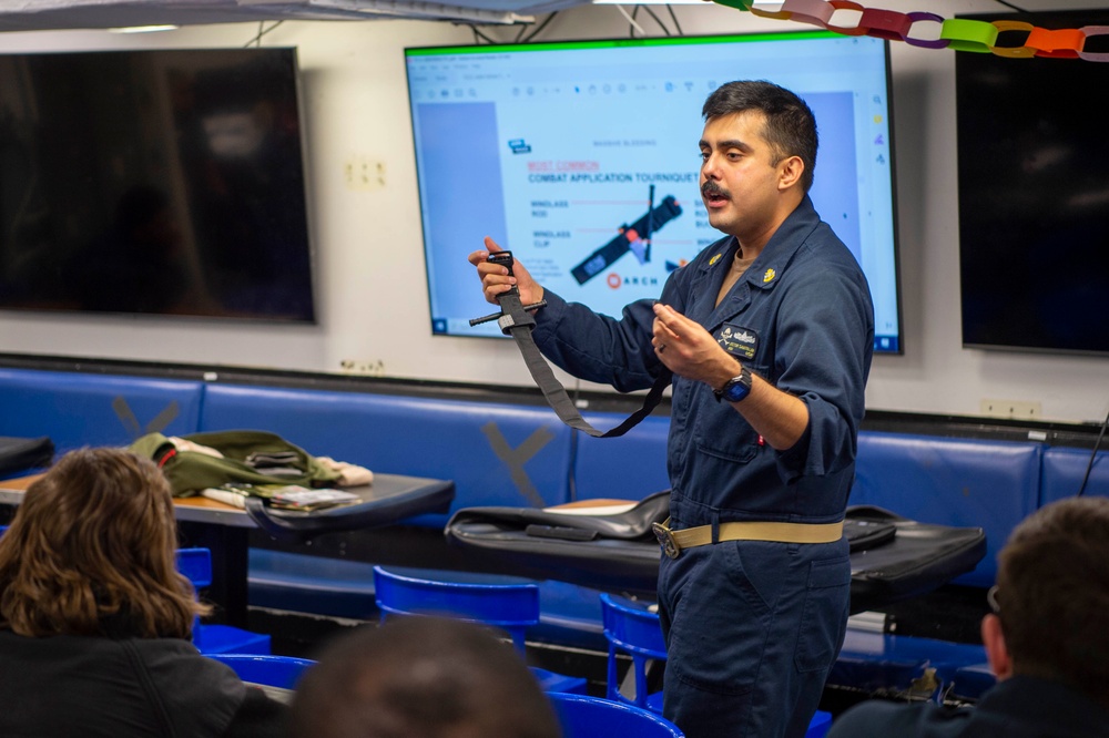 USS Kidd (DDG 100) Sailors Train Tactical Combat Causality Care (TCCC)