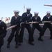 Sailors aboard the USS Rafael Peralta (DDG 115) conduct a Sea and Anchor detail in Donghae, South Korea