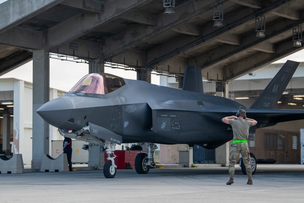 United in Strength: aircraft line the runway at Kadena Air Base