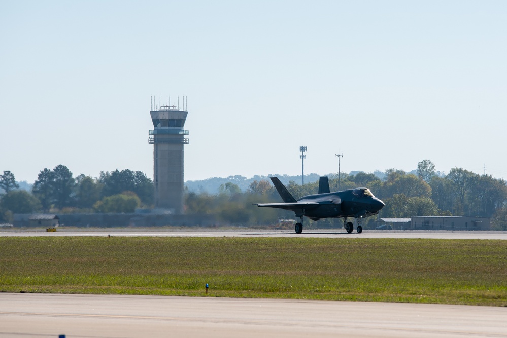 F-35 fighter aircraft takes off