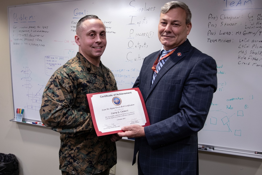 U.S. Marine awarded Lean Six Sigma Green Belt