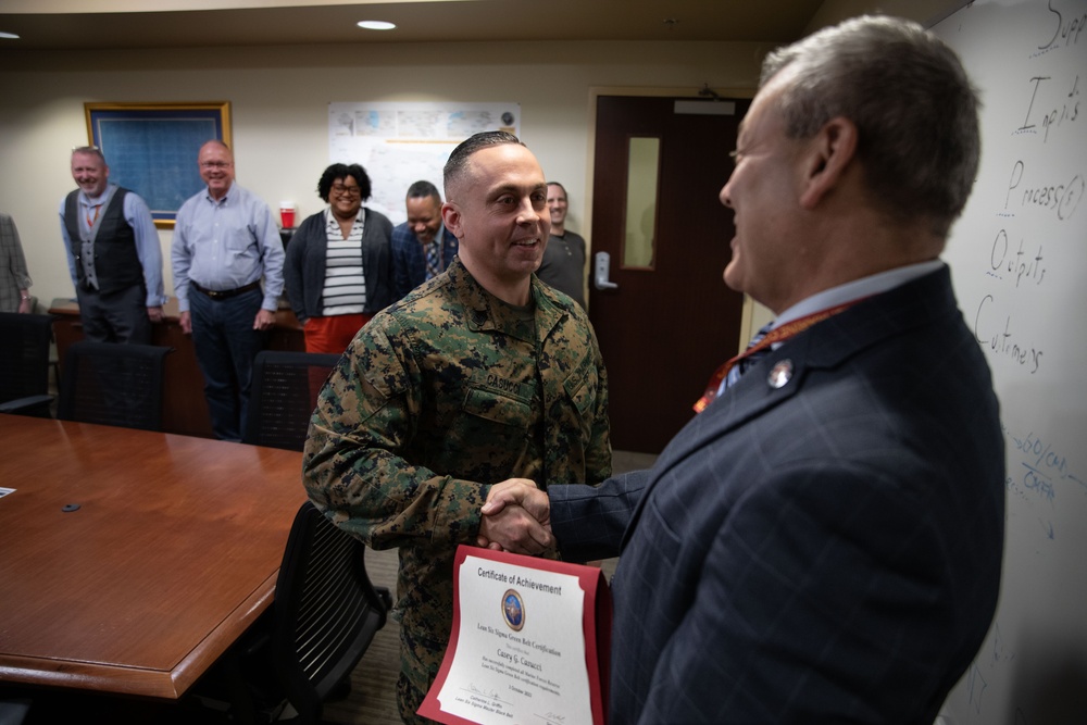 U.S. Marine awarded Lean Six Sigma Green Belt