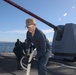 Sailors aboard the USS Rafael Peralta (DDG 115) conduct a sea and anchor detail in Yokosuka, Japan