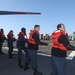 Sailors aboard the USS Rafael Peralta (DDG 115) prepare to conduct a replenishment-at-sea with the Republic of Korea’s combat support ship Dae Cheong (AOE 58)