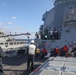 Sailors aboard the USS Rafael Peralta (DDG 115) prepare to conduct a replenishment-at-sea with the Republic of Korea’s combat support ship Dae Cheong (AOE 58)