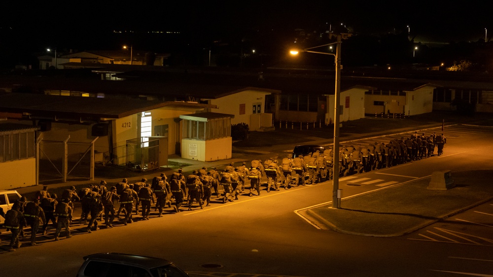 III MEF Marines conduct 5k hike on Camp Courtney