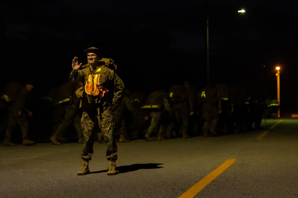 III MEF Marines conduct 5k hike on Camp Courtney
