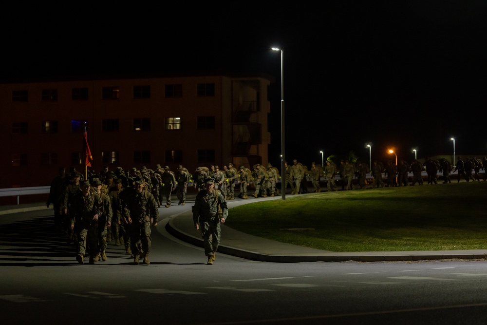 III MEF Marines conduct 5k hike on Camp Courtney