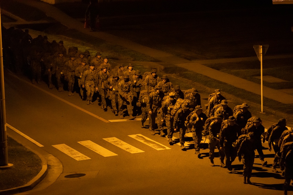 III MEF Marines conduct 5k hike on Camp Courtney