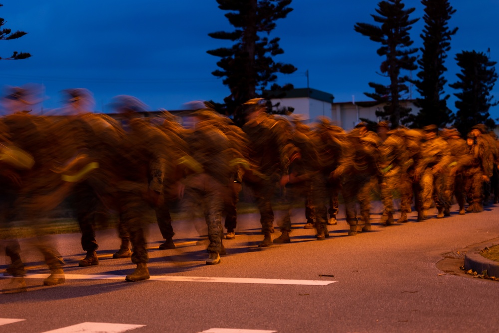 III MEF Marines conduct 5k hike on Camp Courtney