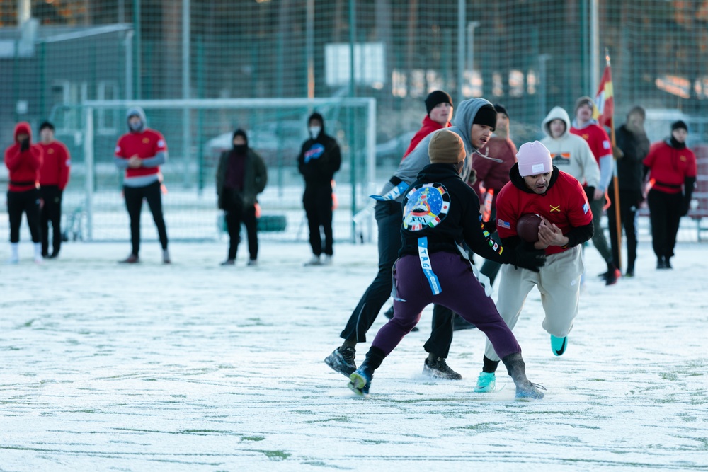 Task Force Marne Soldiers compete in Thanksgiving football scrimmage