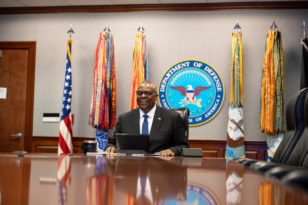Secretary Austin conducts holiday video calls
