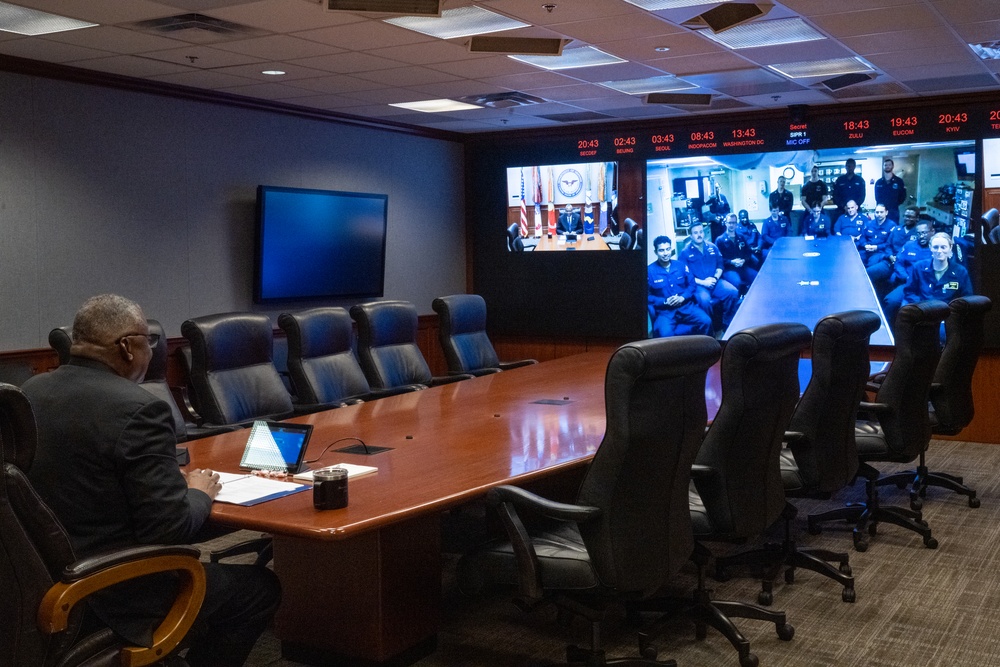 Secretary Austin conducts holiday video calls