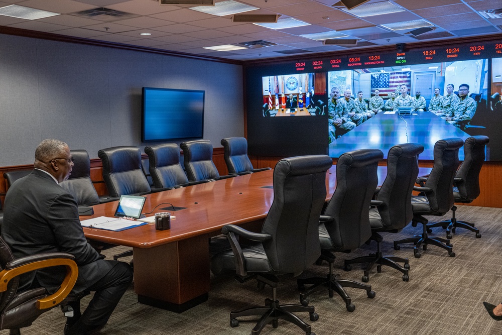 Secretary Austin conducts holiday video calls