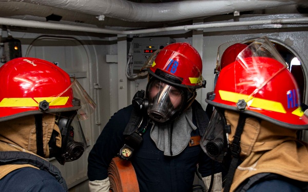 Abraham Lincoln conducts a general quarters drill