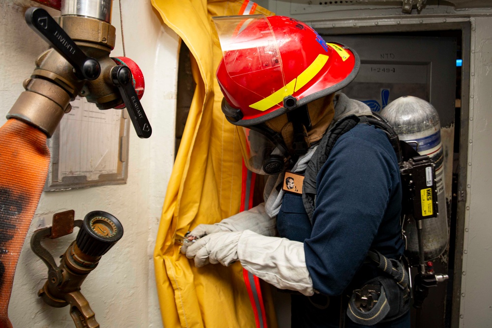 Abraham Lincoln conducts a general quarters drill