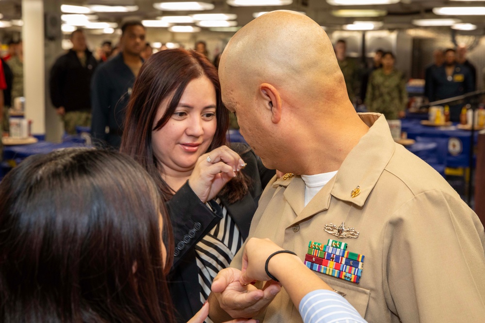 Senior Chief Retail Services Specialist Paul Mendoza Frocks to Master Chief