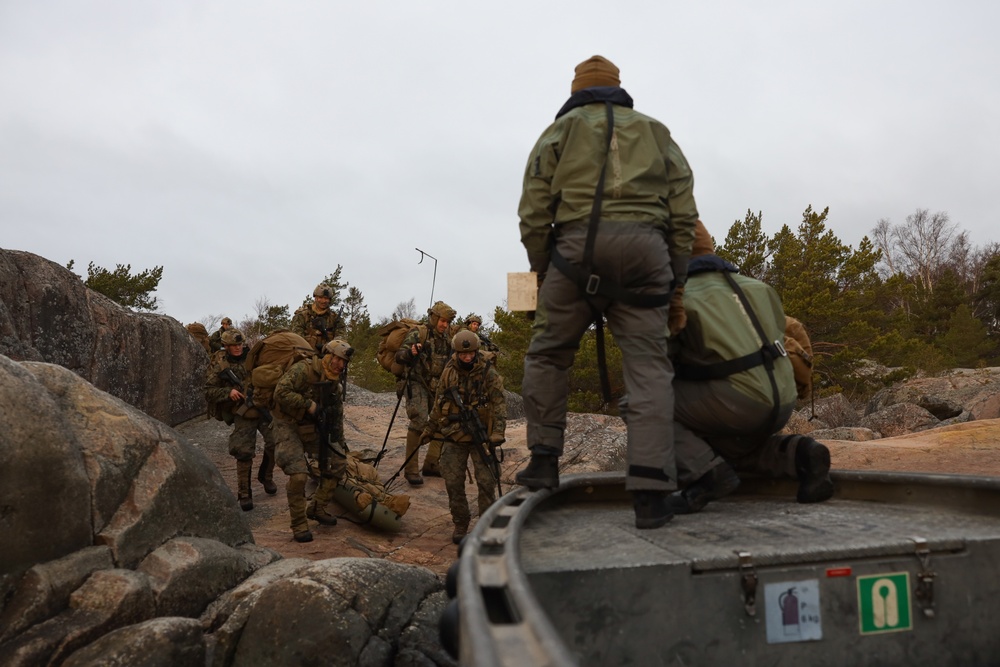 U.S. Marines and U.S. Navy Sailors Conduct A Casualty Evacuation Exercise in Finland