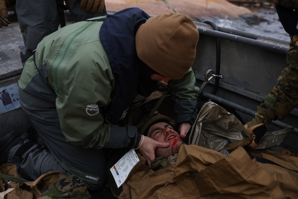 U.S. Marines and U.S. Navy Sailors Conduct A Casualty Evacuation Exercise in Finland