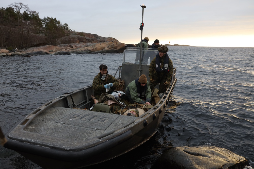 U.S. Marines and U.S. Navy Sailors Conduct A Casualty Evacuation Exercise in Finland