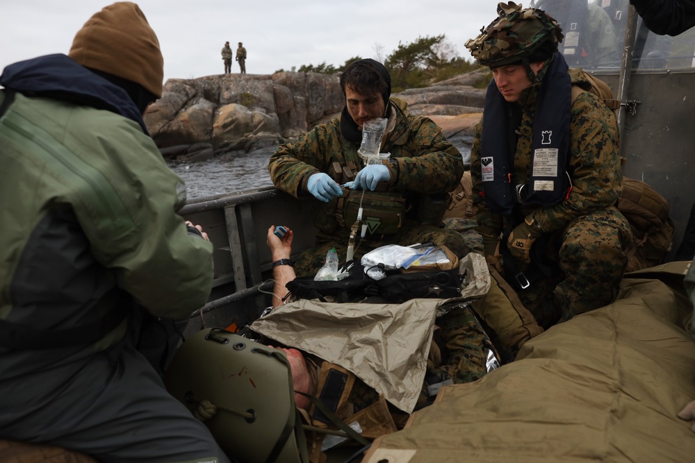 U.S. Marines and U.S. Navy Sailors Conduct A Casualty Evacuation Exercise in Finland