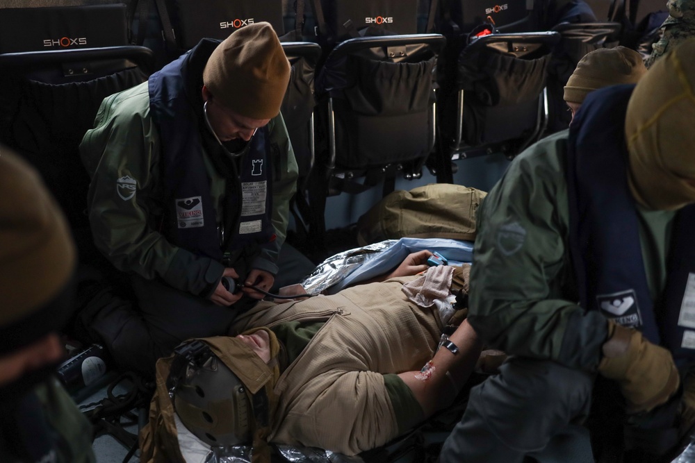 U.S. Marines and U.S. Navy Sailors Conduct A Casualty Evacuation Exercise in Finland