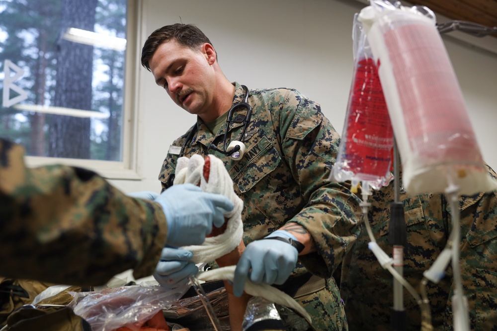 U.S. Marines and U.S. Navy Sailors Conduct A Casualty Evacuation Exercise in Finland