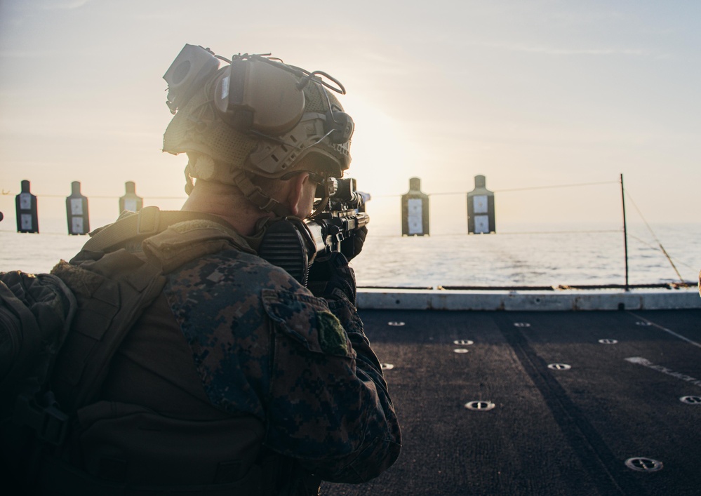 26MEU(SOC) Executes Dry Fire Deck Shoot on the USS Mesa Verde