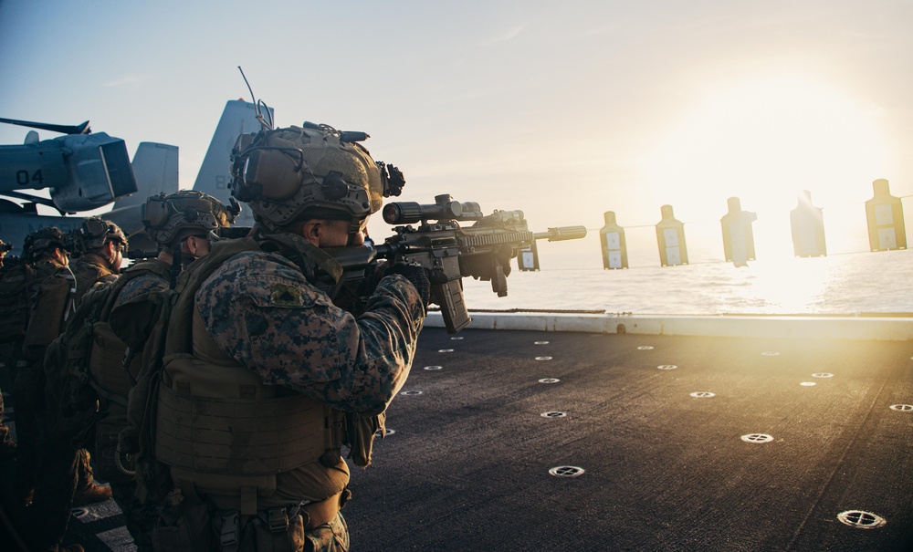 26th MEU(SOC) Executes Dry Fire Deck Shoot on the USS Mesa Verde