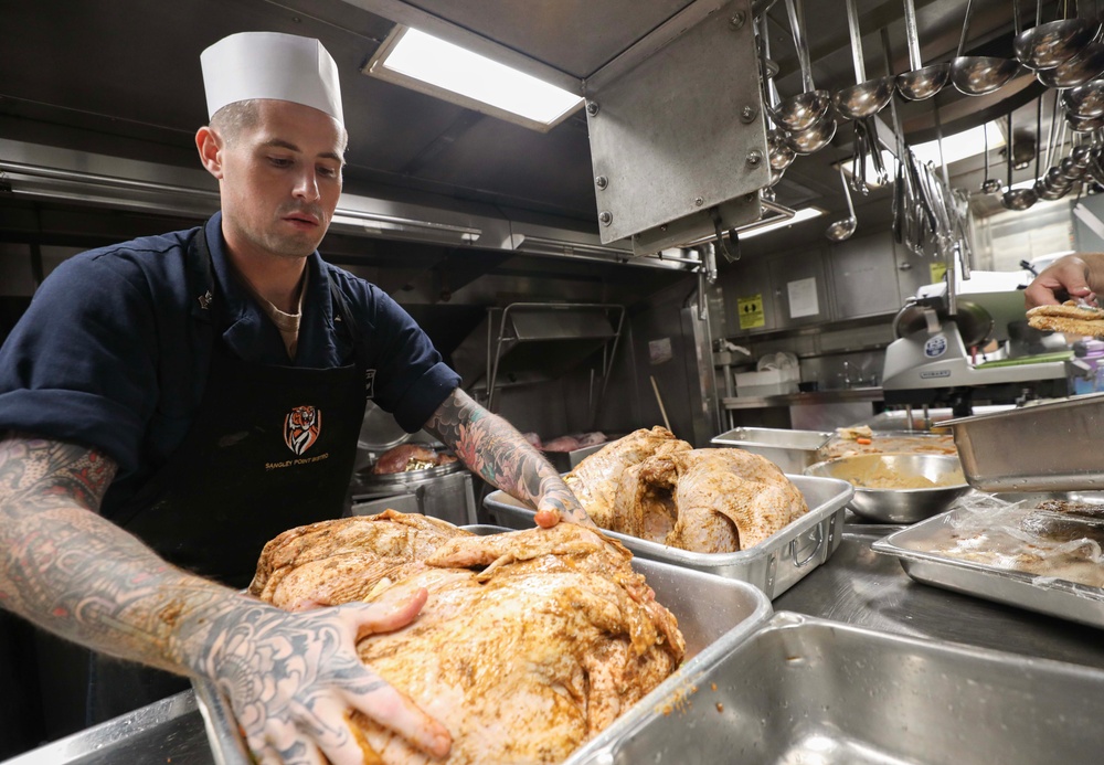 Sailors Aboard USS Dewey (DDG 105) Celebrate Thanksgiving While Operating in the Philippine Sea