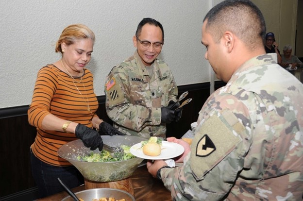 Soldiers at Fort Buchanan celebrate Thanksgiving.