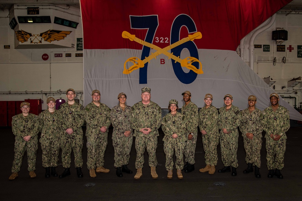 USS Ronald Reagan (CVN 76) hosts Chief of Naval Operations, Adm. Lisa Franchetti, and Master Chief Petty Officer of the Navy, James Honea, for Thanksgiving