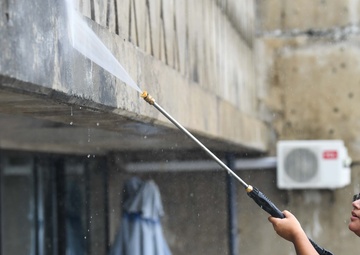 Pacific Partnership 2024-1: U.S. Navy Sailors Power Wash Parliament Building in Honiara