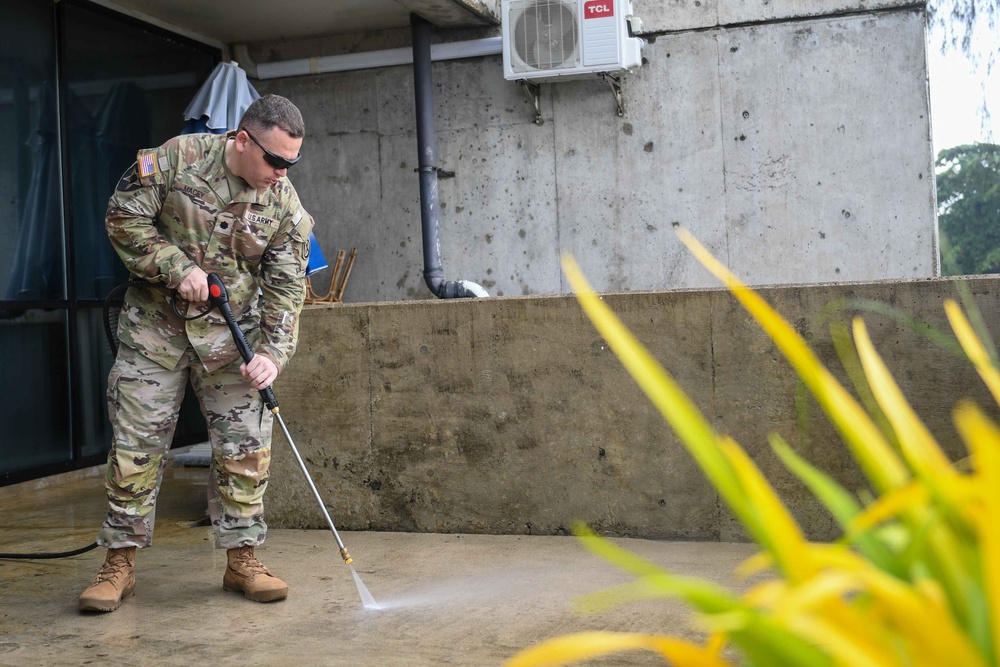 Pacific Partnership 2024-1: U.S. Navy Sailors Power Wash Parliament Building in Honiara